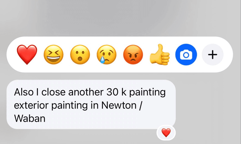 Client message about a $30k exterior painting job in Newton and Waban